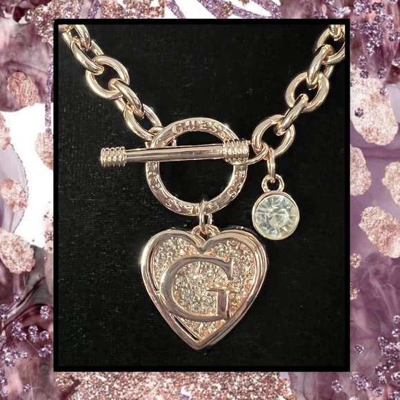 Rose Gold Plated Necklace & Bracelet with "G" Charms & Toggle Clasps - Picture 4 of 9